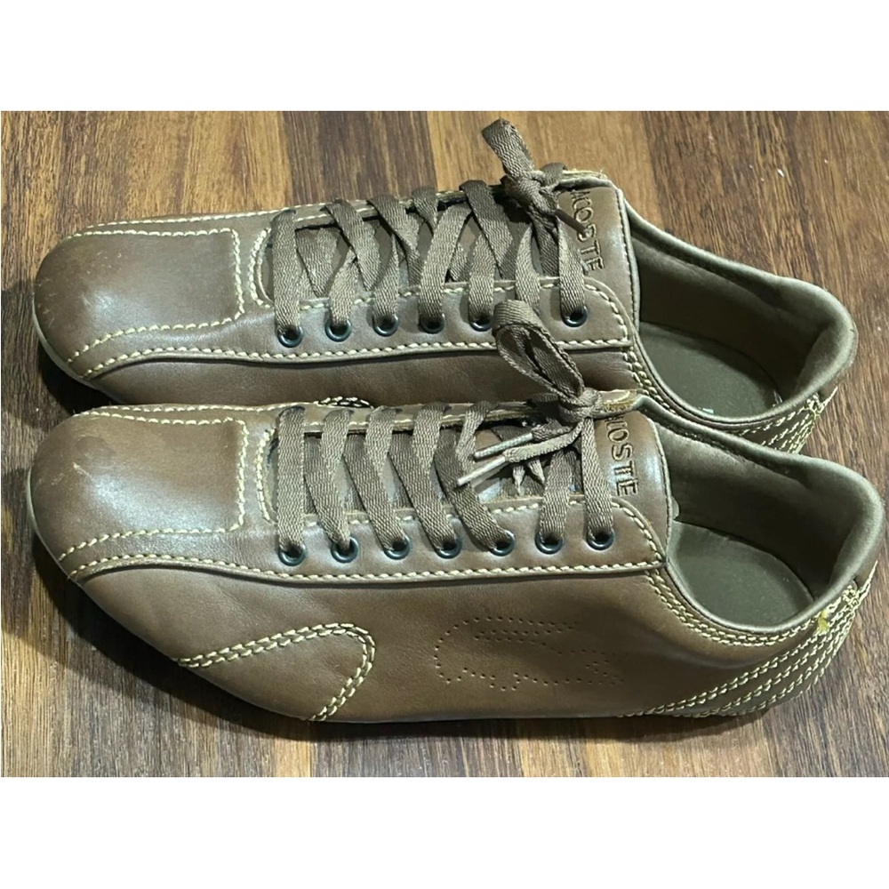 Lacoste Mens US 10 Brown Perforated Alligator Shoes‎ Bowling Style CLEAN!. - Picture 3 of 10